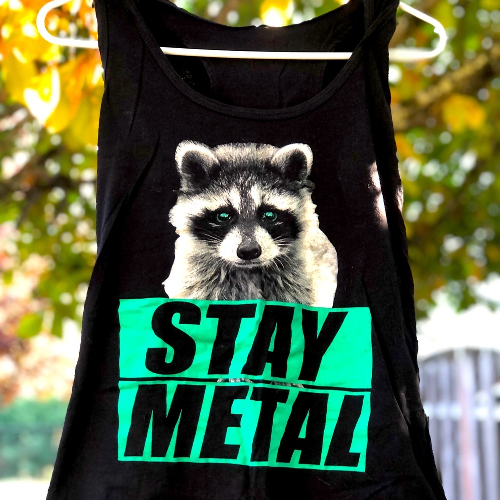 Miss May I Raccoon Stay Metal tank